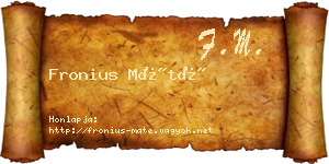 Fronius Máté névjegykártya